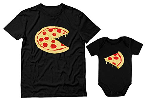 Tstars Matching Father Baby Pizza Shirts - Funny Gift for New Dads and Son - Apparel for Father's Day or Photos Dad Black X-Large/Baby Black Newborn (0-3M)