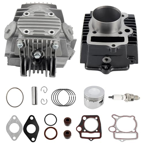 ABCERRSI 52.4mm Big Bore Cylinder and Head with Piston Ring Rebuild Kit and Gaskets Compatible with 4 Stroke Horizontal 110cc Chinese Taotao Coolster Engine ATV Go Kart Dirt Bike
