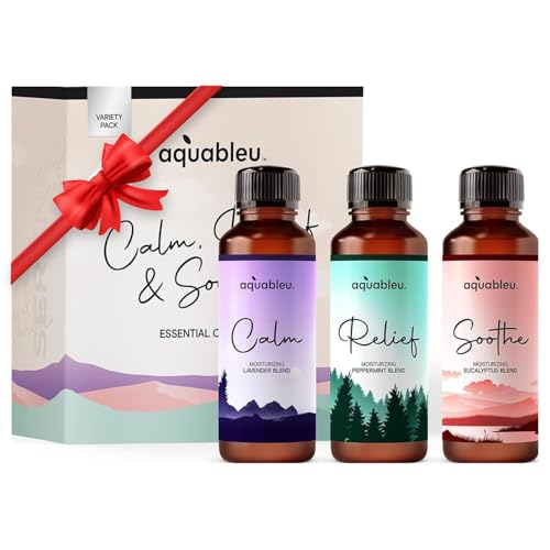 Essential Massage Oil Gift Set - Serenity Trio Sooth, Calm, Relief Includes Lavender, Peppermint & Eucalyptus Massage Oil Blends 80 ML in Beautiful Packaging - Great Gift for Women