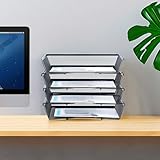 SETTFRFE 4 Tier Desk Organizer,Mesh File Trays for Desk Stackable,Letter Organizer for Home,Office,School,Black.