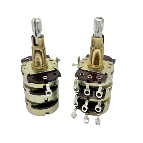 HDNMCNK 1PCS Front W10K Middle Back B10K 4 Dual Resistance Dual Axis Potentiometer with Tap Shaft Length 30MM