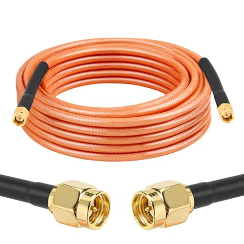 MOOKEERF RG142 SMA Male to SMA Male Coaxial Cable 15FT 50 ohm Ultra Low Loss Antenna Extension for 3G/4G/5G/LTE Network Equipment, GPS, RF Radio