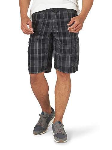 Lee mens Dungarees New Belted Wyoming Cargo Shorts, Black Clifton Plaid, 32 US