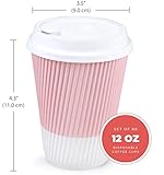 Glowcoast Disposable Coffee Cups With Lids - (80 set) 12 oz Paper To Go Coffee Cups With Resealable Lids Prevent Leaks! Travel Insulated Hot Beverage Drink Cup. Will Not Bend With Heat or Burn Fingers