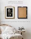 ARPEOTCY Vintage Gold Framed Large Wall Art, Retro Still life Floral Tulips Canvas Prints Artwork with Antique Frame, Victorian Wall Paintings Decor for Living Room Gallery, 16x20 inch