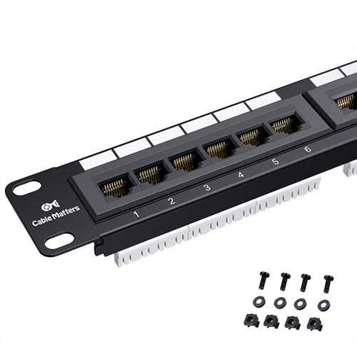 [UL Listed] Cable Matters 24 Port Patch Panel Rackmount or Wall Mount 19-Inch, 1U Cat6 Network Patch Panel for 10 Gigabit Ethernet, 110 or Krone Impact Tools Compatible