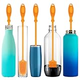 Kitchiny 12.5" Silicone Bottle Brush & Straw Cleaner Brush Set, Bottle Cleaner Brush for Hydro Flasks, Sports Bottles & Reusable Straws, Water Bottle Brush Cleaner for Narrow Neck Containers