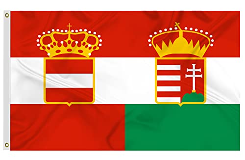 Austria-Hungary Flag 3x5 Ft, Made of Glossy Fabric -Silk - Vivid Color and Fade Proof,Double Stitched Printed Austro-Hungarian Empire Flags Decoration Gift Yard House Banner