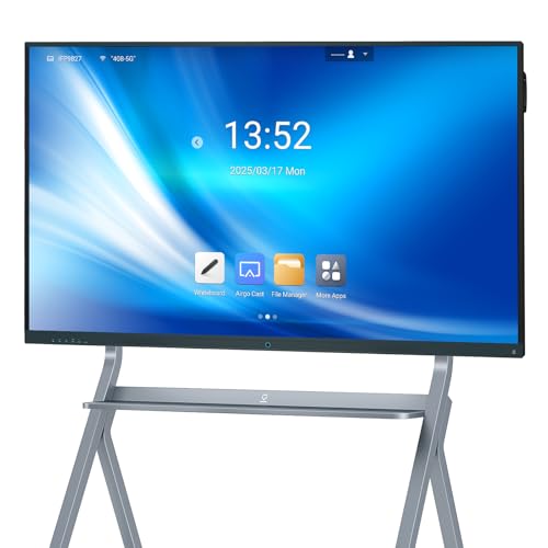 LINGHUFOX 65 Inch Smart Board, 4K Touch Screen Digital White Board Built in Android 12.0 8+128G, All-in-One Smart Interactive Whiteboard for Classroom Home and Business (Board+Wall Mount)