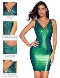 meilun Sexy V-Neck Bandage Bodycon Cocktail Dress for Wedding Guest Strap Foil Formal Gowns Evening Dress(Medium,Green)