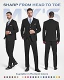 MY'S Men's 3 Piece Slim Fit Suit Set, One Button Solid Jacket Vest Pants with Tie Black Small