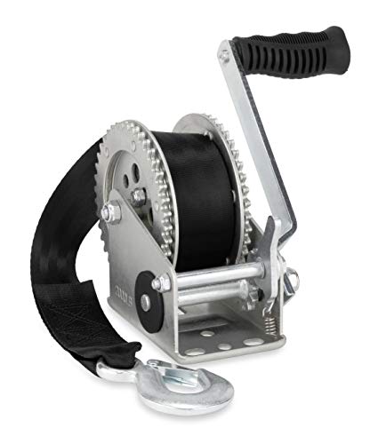 Camco Trailer Boat Winch | Features a 2-Way Ratchet & 20-Foot Strap with a 2,000lb Weight Capacity (50000)