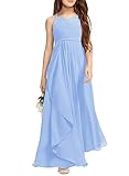Imily Bela Girls A-Line Halter Dress Junior Bridesmaid Flower Girl Flowy Chiffon Maxi Dresses Wedding Party Pageant Gown