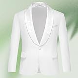 Lamgool Boys Suits Slim Fit Tuxedo Set 3 Pieces Size 12 with White Jacket Vest Pant for Kids Prom Wedding Formal Dresswear