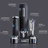 Ivation Wine Gift Set – Includes Electric Opener, Aerator, Vacuum Preserver, 2 Stoppers, Foil Cutter & Charging Base