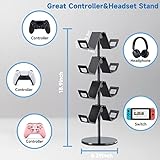 Karanava Controller Holder 4 Tier,Headphone Stand - Adjustable Controller Stand for Xbox PS5 PS4 Switch Pro - Gaming Controller Headset Holder for Universal Gaming Accessories,Desk/Floor(Black)