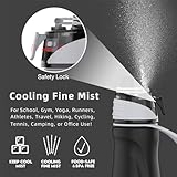 Misting Water Bottle, 24oz Insulated Water Bottle, 2-in-1 Mist & Sip Stainless Steel Water Bottles, Thermo for Hot Drinks/Cold Drinks, Sports Water Bottle for Hiking, Running, Gym, Iron Black