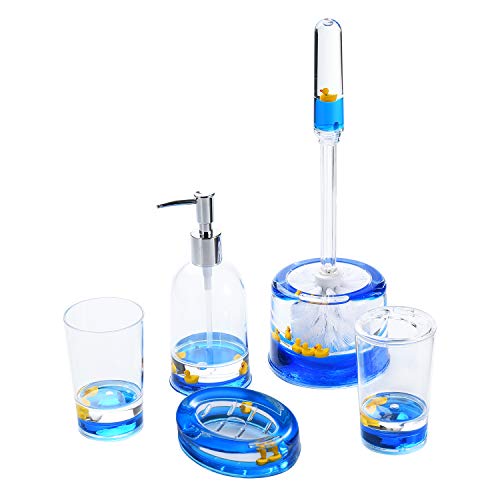 Locco Decor 5 Piece Acrylic Liquid 3D Floating Motion Bathroom Vanity Accessory Set Duck