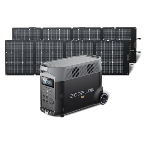 EF ECOFLOW Solar Generator 120V/3.6kWh DELTA Pro with 2x220W Portable Solar Panel, 23% High-Efficiency, 5 AC Outlets, 3600W Portable Power Station for Home Use Emergency Blackout Camping RV