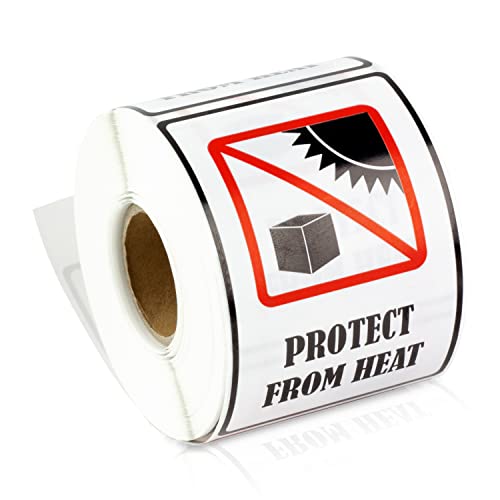 600 Protect from Heat Stickers, 2 x 3 Inch Caution Warning Stickers Package Labels for Safe International Shipping Moving Handling Package Labels, Adhesive - 2 Rolls of 300
