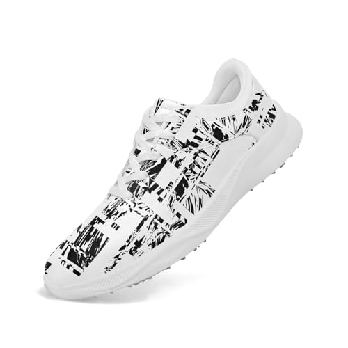 Spikeless Golf Shoes for Men & Women, Breathable Golf Sneakers Colorful Abstract Art Sports Walking Shoes Fashion Footwear