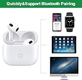 Upqiany Wireless Charging Case Replacement Compatible with AirPods 3, Qi-Certified for AirPods 3rd Gen Charger Case, Bluetooth Pairing Sync Button, 600 Mah Built-in Battery, White