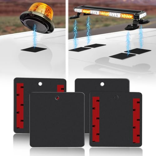 DHUJBFF 4PC Self-Adhesive Magnetic Mount Pad for Cars Pickup Trucks SUV Aluminum Cabs, for Magnetic Light Mounts, Resistant Black Powdercoat, Ideal for Light Bars, Strobe Beacons, Spot Lights