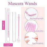 Dming 20 Pieces Disposable Mascara Brushes Eyelash Brush Lash Wand Diamond Mascara Wands with Tube Makeup Tool Lash Spoolies Sanitary Brushes Lash Extension Supplies (tube sky pink 20)