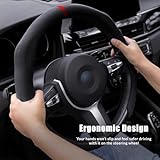 Car Steering Wheel Cover Suede Wrap 14.5-15 inch Steering Wheel Grip Snap On Non Slip Sport Car Interior Accessories Decoration Universal Black