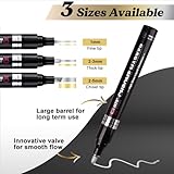 LET'S RESIN 6Pcs Mirror Chrome Markers,3 Sizes Shiny Chrome Paint Pen with Large Barrel, Quick Dry Oil-based Silver & Gold Markers for Metal, Resin, Model Painting, Marking or DIY Art（1-5mm