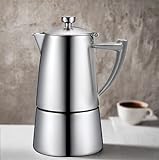 CUISINOX Roma Satin Stainless Steel Moka Pot Stovetop Espresso Maker, 10-Cup