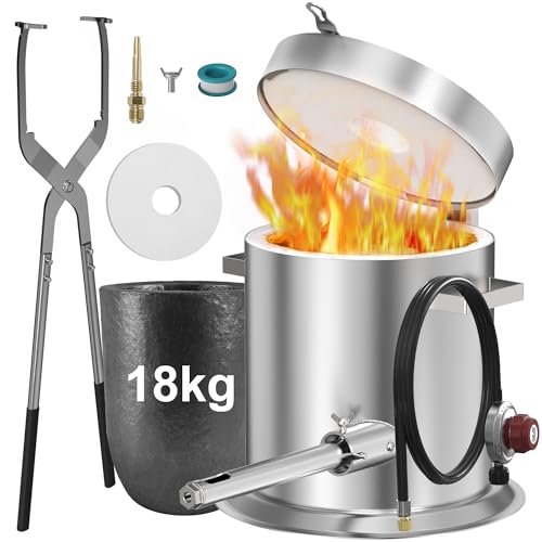 Nelyrho 18KG Flip Top Propane Melting Furnace, High-Capacity Metal Smelting Machine for Aluminum, Silver, and Copper Alloys, Beginner-Friendly Foundry Kiln for Professionals