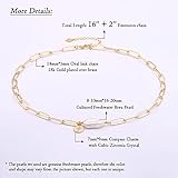 Aobei Pearl Chunky 18k Gold Chain Choker Necklace Freshwater Biwa Pearl Pendant CZ Starburst Charm Statement Jewelry for Women 16’’