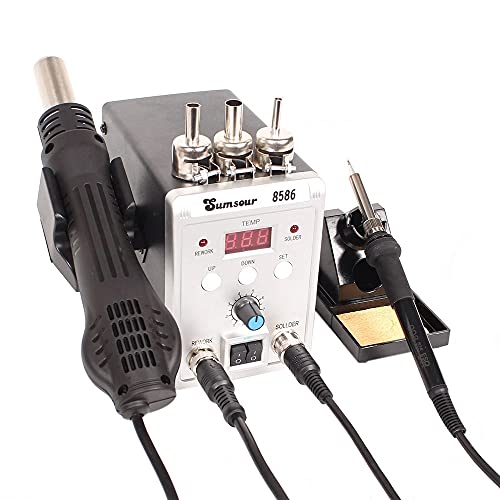 URBWangBM Soldering Station 8586 760W 220 2 in 1 Soldering Station Hot Air Solder Iron SMD BGA Rework Desoldering Welding Repair Tools (Color : Set-5) (Set)