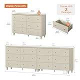 WAMPAT 12 Drawers Dresser Chests for Bedroom, Set of 2 Modern Wood Chest of Drawers, 32.4" Tall Dresser for Closet, Dressers Organizers for Living Room, Hallway, Beige Linen Textured