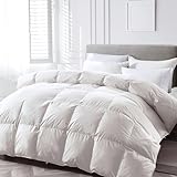 APSMILE Lightweight Down Feather Fibers Comforter Oversized Queen, Cooling Duvet Insert for Warm Weather -100% Organic Cotton, High Fill Power Down Fibers Quilt Thin Summer Duvet (Ivory White, 98x98)