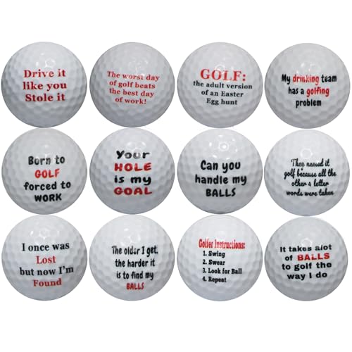 Golf Humor Golf Balls – 12-Pack Funny Gag Gift Set for Golfers – Novelty Balls with Sarcastic Sayings