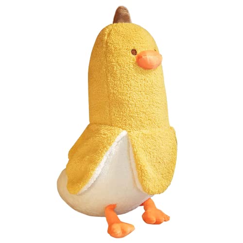 PEACH CAT Banana Duck Plush Toy Cute Plushie Hugging Plush Pillow Duck Stuffed Animal for Girls and Boys Yellow 35.4"