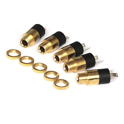 E-outstanding 5pcs Gold Plated 3.5mm Female Stereo Panel Mount Jack Connector, Audio Headphone Metal Connector