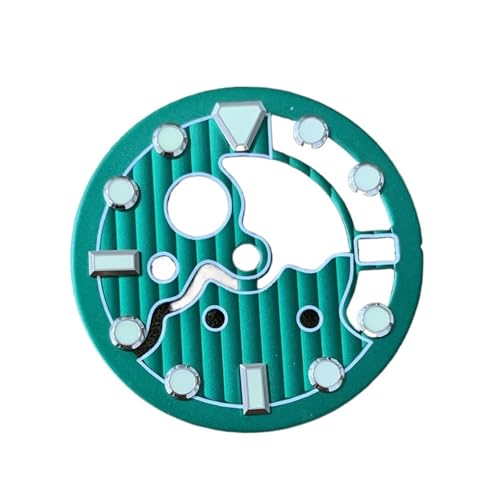 Wikene Watch Replacement dial 28.5mm Hollow Watch Dial C3 Luminous Watch Modification Accessories Watch Faces for NH35/ for NH36 Movement with 3 O'Clock Position (Green)