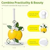 Lemon Paper Towel Roll Holder Countertop - Lemon Housewarming Gifts for Women, Farmhouse Kitchen Decor and Accessories, Vintage Home Yellow Kitchen Counter Decor, 3D Handmade Pattern, Weighted Base