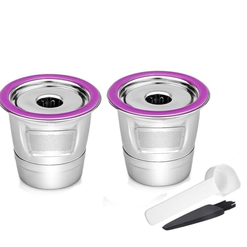 2 Pack Reusable K Cups Coffee Filter Stainless Steel K Cup Reusable Coffee Pods Filters Compatible for K eurig 1.0 & 2.0 Coffee Makers Refillable Capsule Cup Metal Coffee Filter