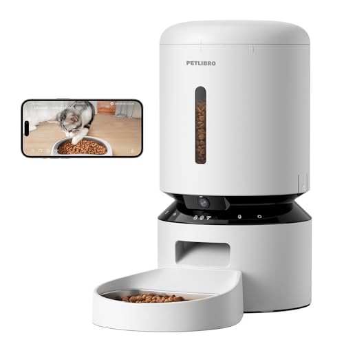 PETLIBRO Automatic Cat Feeder with Camera, 1080P HD Video with Night Vision, 5G WiFi Pet Feeder with 2-Way Audio, Low Food & Blockage Sensor, Motion & Sound Alerts for Cat & Dog Single Tray