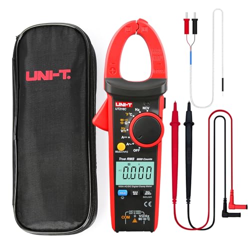 UNI-T Clamp Meter UT216C, Inrush Current AC/DC 600A TRMS HVAC Volt Amp Ohm Meter Multi Meter, Auto Ranging 6,000 Counts, Voltage Frequency Resistance Capacitance Temperature Continuity Diode Tester