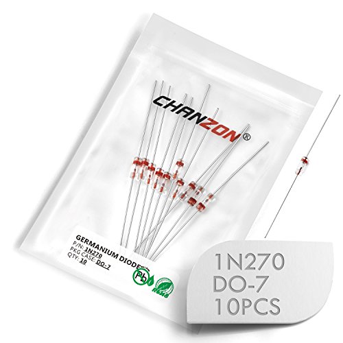 (Pack of 10 Pieces) Chanzon 1N270 Germanium Diodes 40mA 100V DO-7 IN270 1N-270 Glass Axial Diodes for TV FM AM Radio Detection