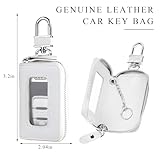 Gasedin Car Key Fob Case, Smart Key Fob Cover with Metal Hook & Transparent Window, Remote Key Fob Case Holder Keyring Zipper Bag (White)