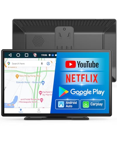 [Android& 4+64G] 8 Core Android Auto Wireless Apple Carplay, 9 Inch Portable Carplay Screen for Car, OTA, GPS Navigation, Netflix, YouTube, Tictok, Google Play