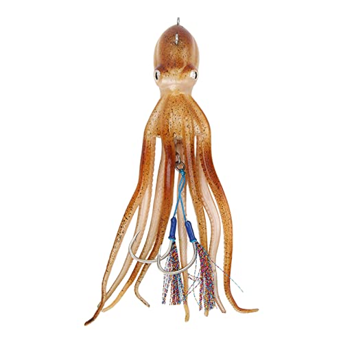 Simulation Squid Jig, Soft Fishing Lures Bait Hook Octopus Jig Trolling Bait with 10pcs Ink Tablets for Sailing Ship Saltwater Freshwater Fishing