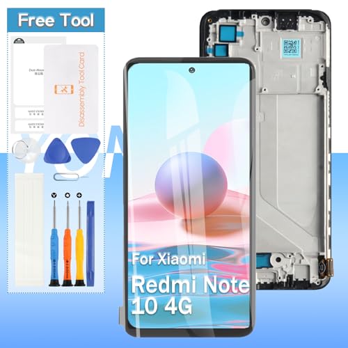 Incell for Xiaomi Redmi Note 10 4G/10s Screen Replacement 6.43 inch LCD Screen Display Touch Digitizer Assembly with Tools (Black with Frame)