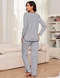 Namatime Womens Cotton Pajama Sets 2 Piece Lounge Set Stripe Long Sleeve Comfy Pj Set Spring Loungewear Sleepwear with Pockets Soft Maternity Pajamas 2025 Navy L